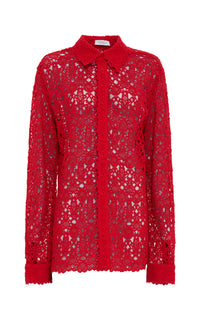 Cassia Shirt in Scarlet Red Cashmere Lace