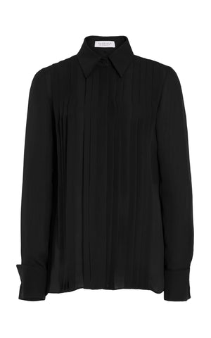 Aime Shirt in Black Silk Georgette Twill