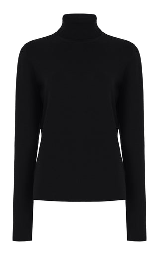 Black Merino Wool Cashmere May Knit Turtleneck - Front View | Gabriela Hearst