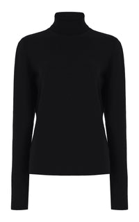 May Knit Turtleneck in Black Merino Wool Cashmere