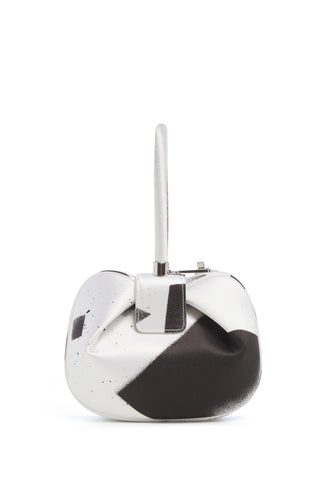 Black White Satin Nina Bag Hand-Painted Design - Side Profile | Gabriela Hearst