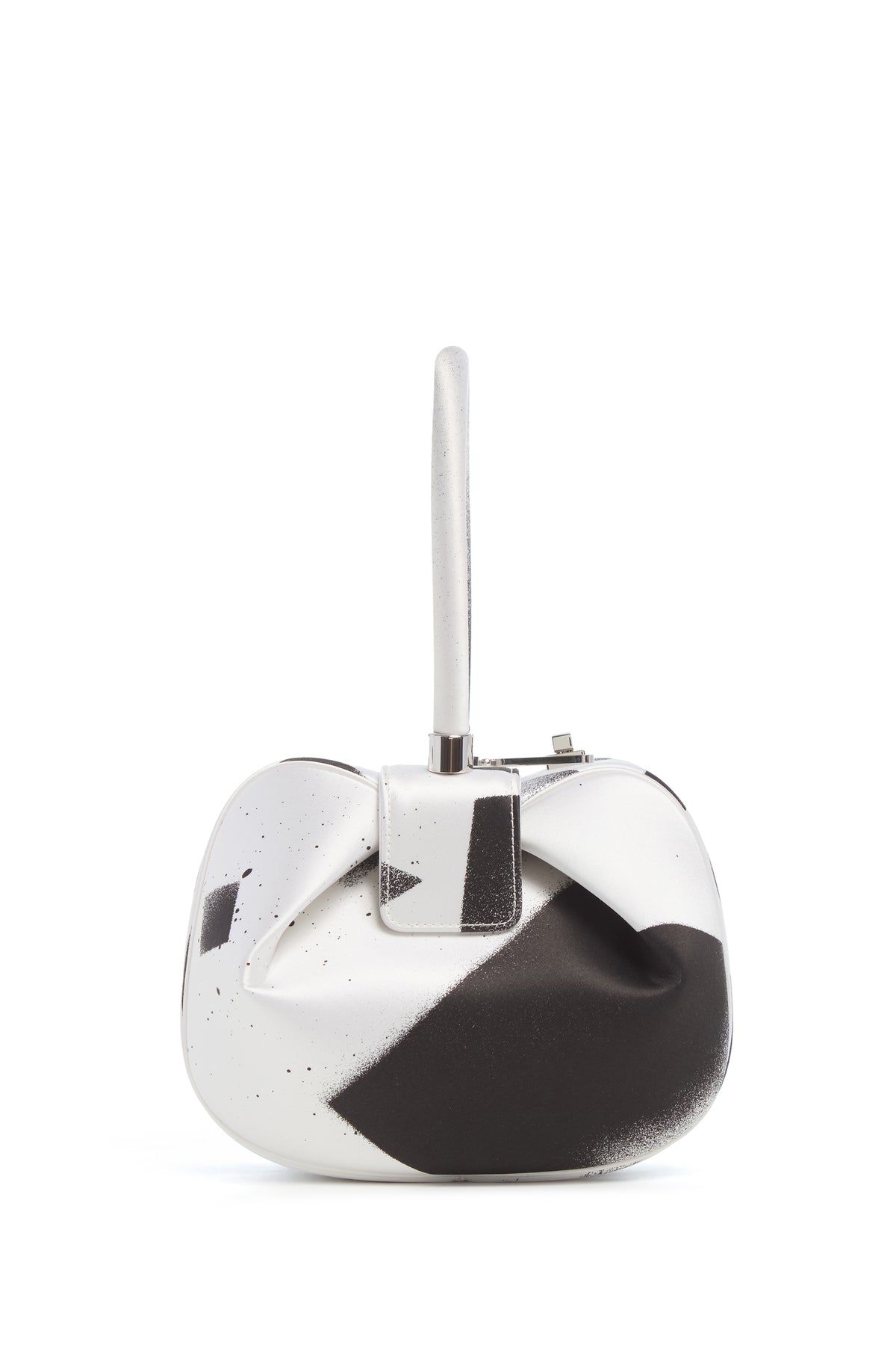 Black White Satin Nina Bag Hand-Painted Design - Side Profile | Gabriela Hearst