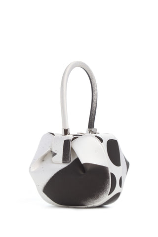Black White Satin Nina Bag Hand-Painted Abstract Pattern - Three Quarter View | Gabriela Hearst