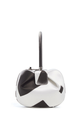 Black White Satin Nina Bag Hand-Painted Abstract Art - Back View | Gabriela Hearst