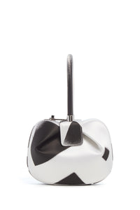 Black White Satin Nina Bag Hand-Painted Abstract Art - Back View | Gabriela Hearst