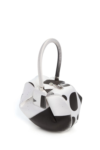 Black White Satin Nina Bag Abstract Pattern - Left Side View | Gabriela Hearst