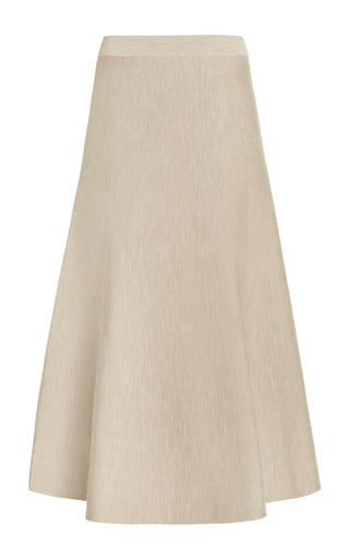 Oatmeal Merino Wool Cashmere Freddie Knit Midi Skirt - Flat Lay | Gabriela Hearst