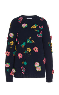 Nola Knit Sweater in  Dark Navy Aran Cashmere