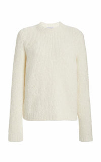 Philippe Knit Sweater in Ivory Cashmere Boucle