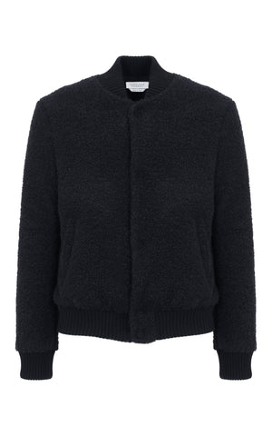 Brandon Bomber Jacket in Black Cashmere Boucle