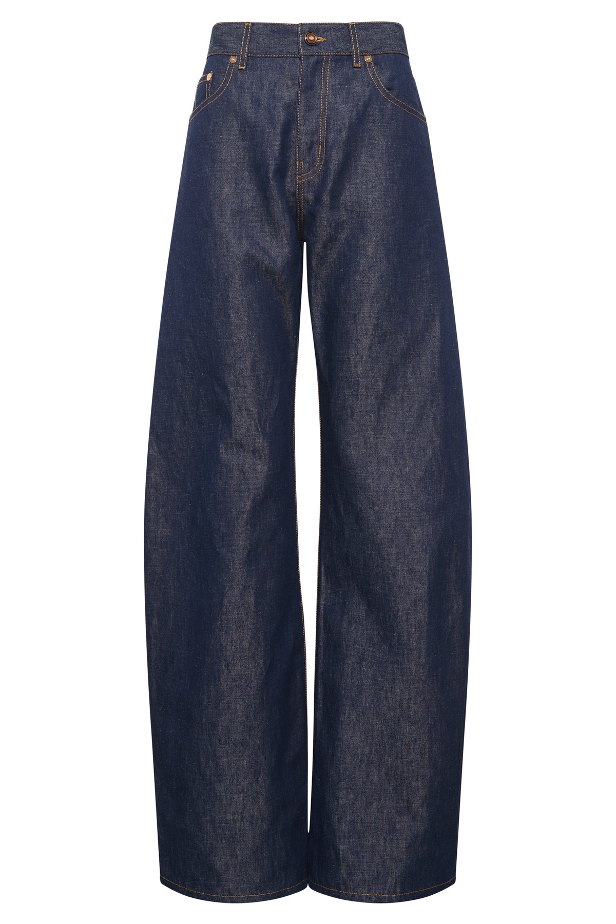 Amoret Barrel-leg Jean in Indigo Blue Recycled Cotton Linen Denim