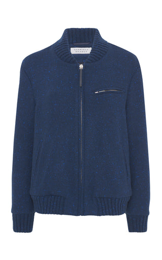Electric Navy Speckled Cashmere Winslow Bomber - Front View | Gabriela Hearst