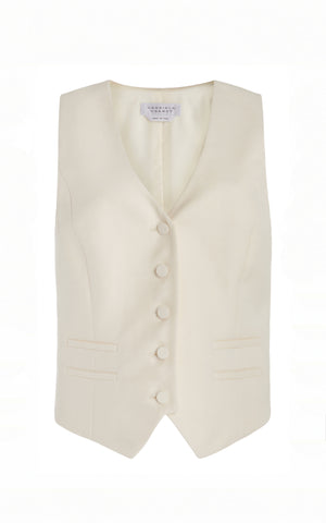 Coleridge Vest in Ivory Virgin Wool Silk with Linen