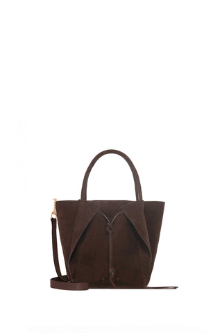 Small Marija Tote Bag in Chocolate Suede