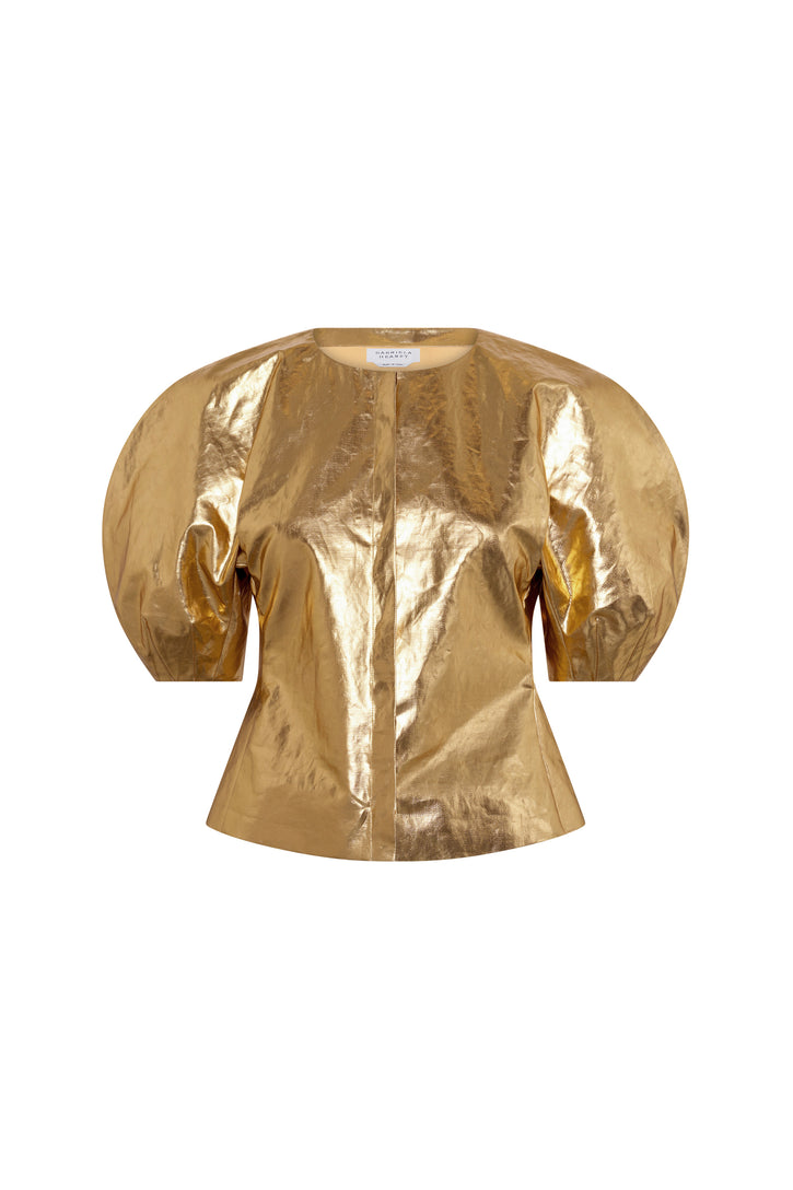 Waverly Top In Metallic Gold Linen Twill