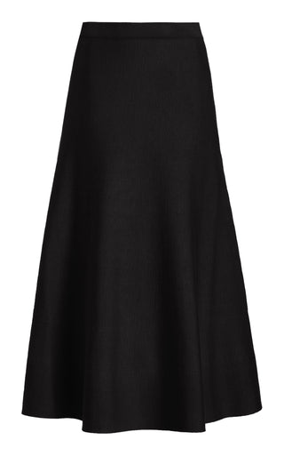 Black Merino Wool Cashmere Freddie Knit Midi Skirt - Flat Lay | Gabriela Hearst