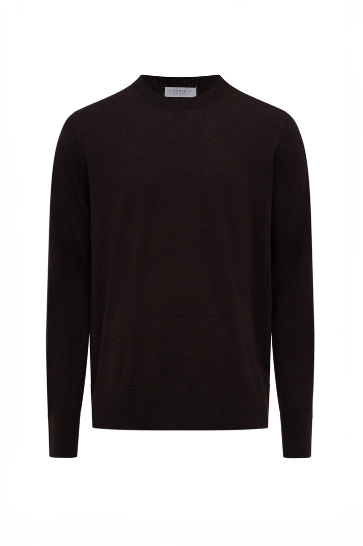 Palco Knit Sweater in Chocolate Merino Wool