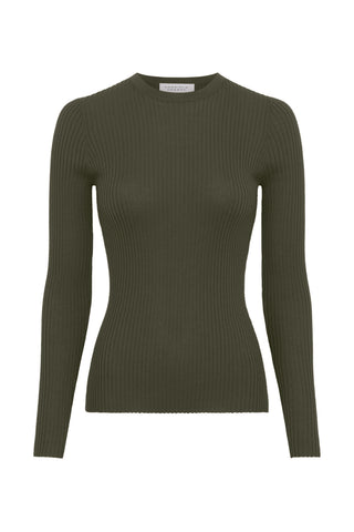 Browning Knit Sweater in Deep Olive Cashmere Silk