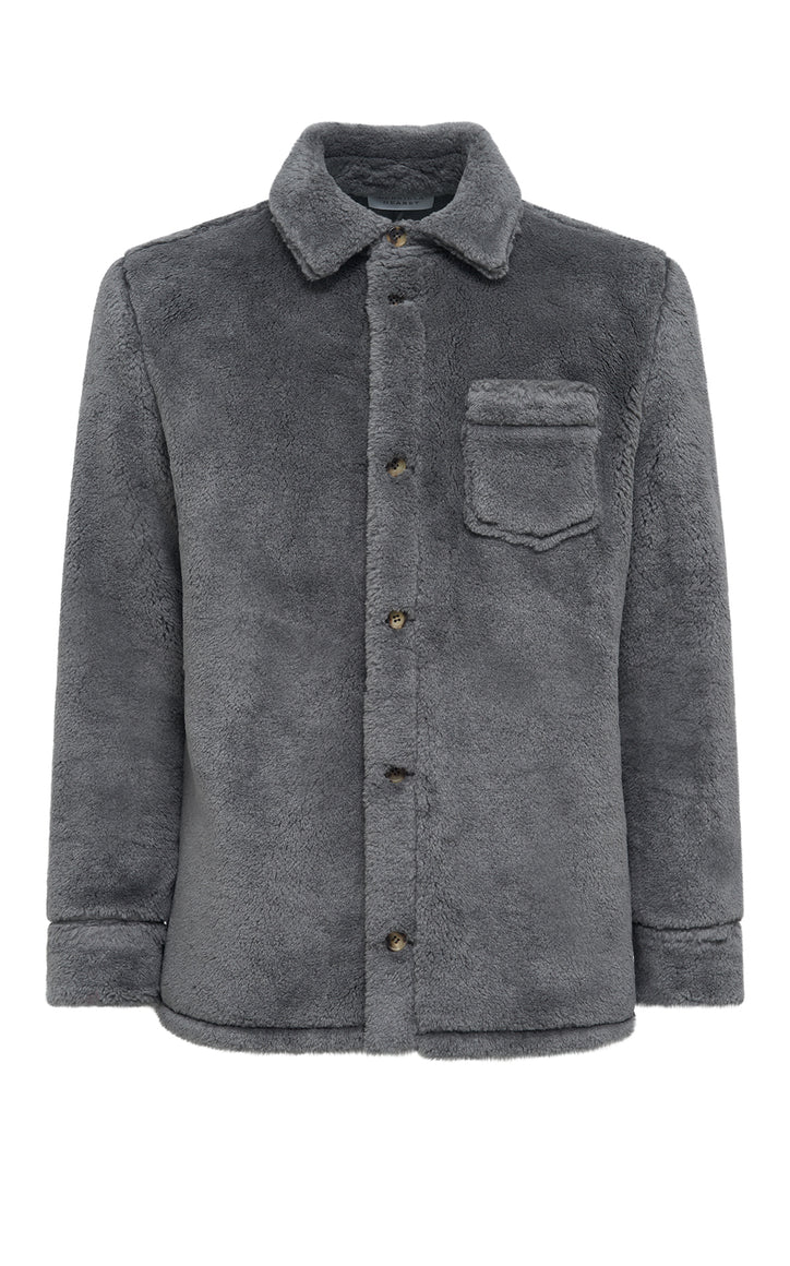 Drew Overshirt in Dark Grey Virgin Wool Silk Cashmere Fur