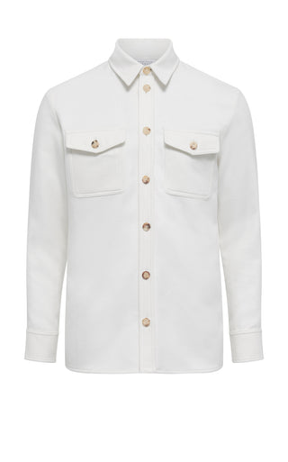 Ivory Winter Silk Lucas Overshirt - Front View, Dual Chest Pockets | Gabriela Hearst