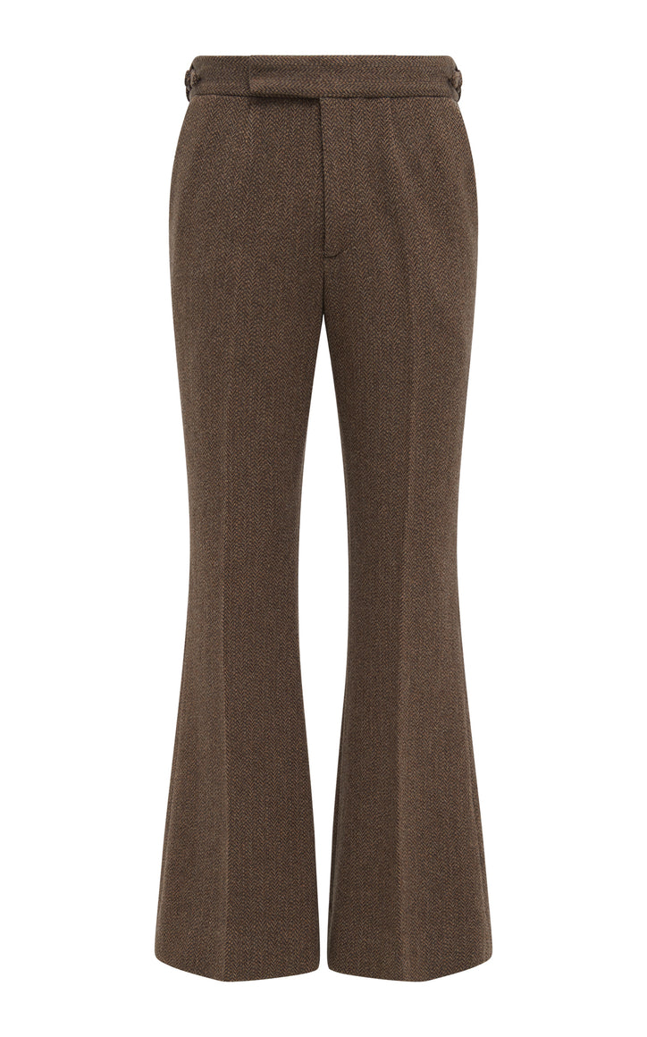 Stevie Pant in Chocolate Multi Virgin Wool Cashmere Herringbone