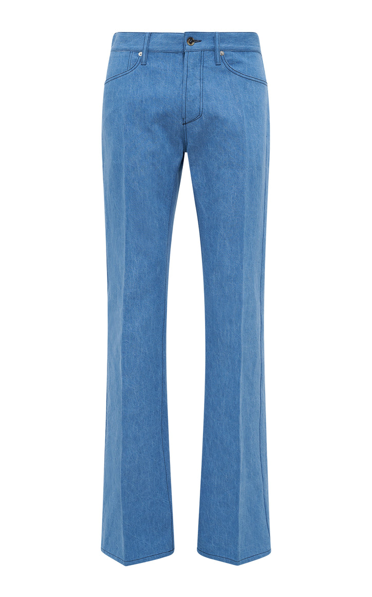 Preston Five Pocket Pant in Light Blue Recycled Cotton Linen Denim