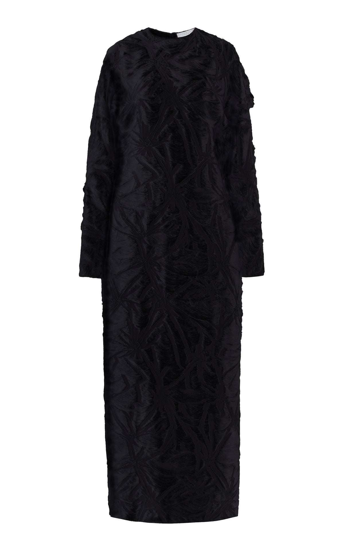 Brighting Maxi Dress in Black Silk Virgin Wool Jacquard