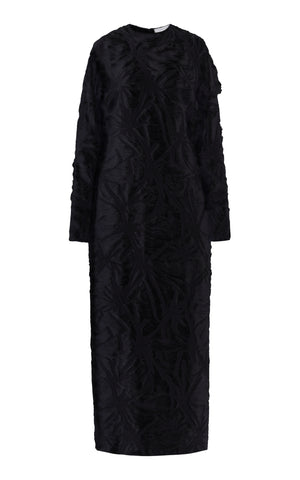 Brighting Dress in Black Silk Virgin Wool Jacquard