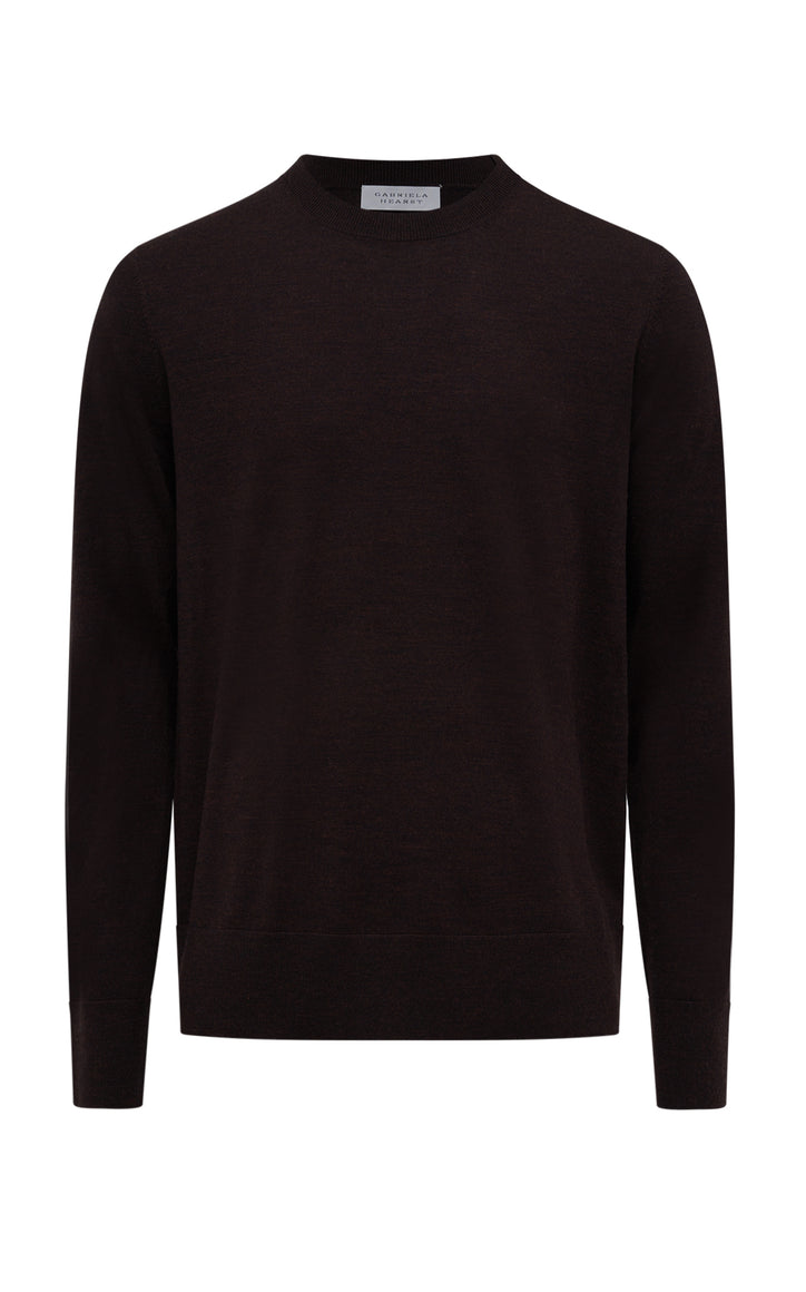 Palco Knit Crewneck in Chocolate Merino Wool