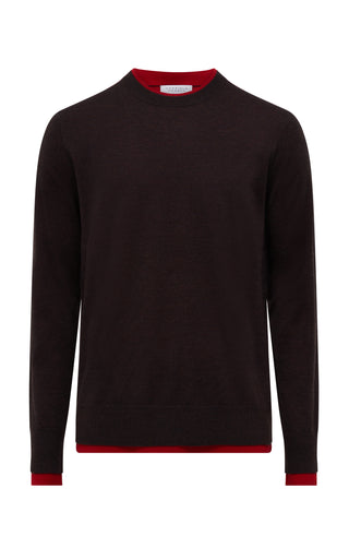 Chocolate Cashmere Silk Wells Reversible Knit Sweater - Front View | Gabriela Hearst