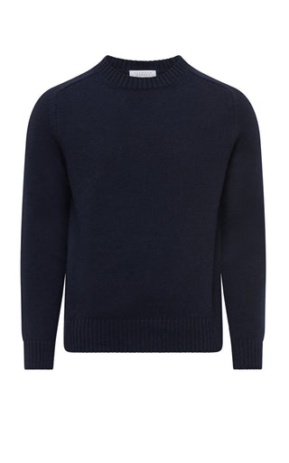 Francesco Knit Crewneck Sweater in Dark Navy Cashmere