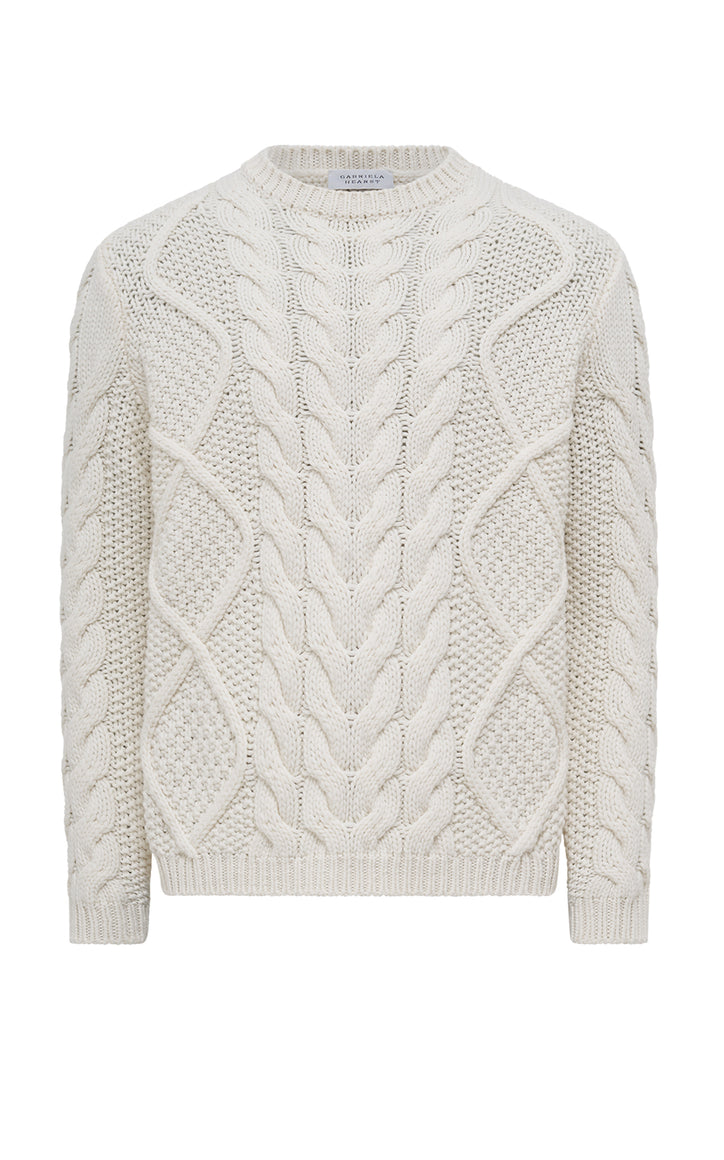 Geoffrey Knit Sweater in Ivory Cashmere