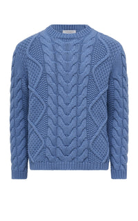 Geoffrey Knit Sweater in Light Blue Denim Cashmere