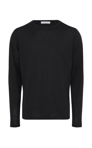 Black Cashmere Owen Long Sleeve T-Shirt - Flat Lay | Gabriela Hearst