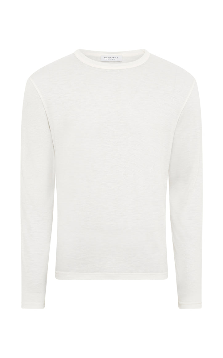 Owen Long Sleeve T-Shirt in Ivory Cashmere