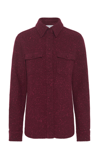 Bordeaux Speckled Cashmere John Austin Shirt - Front View | Gabriela Hearst
