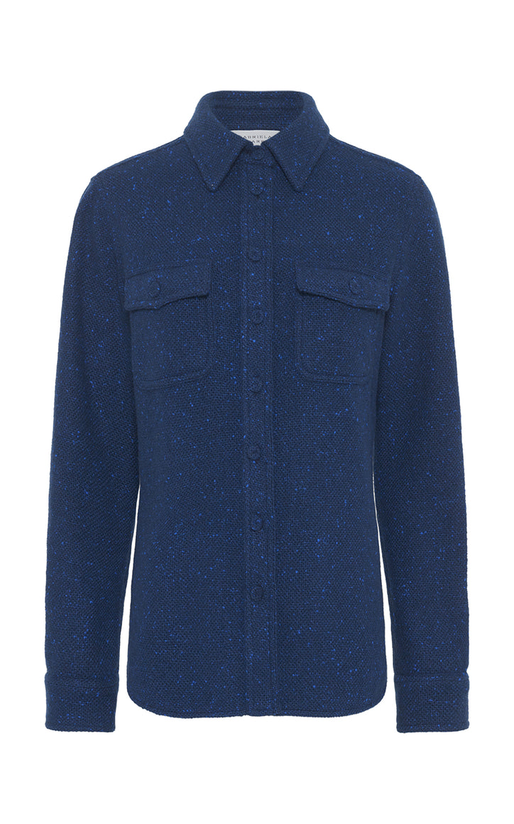 John Austin Shirt in Electric Navy Speckled Cashmere