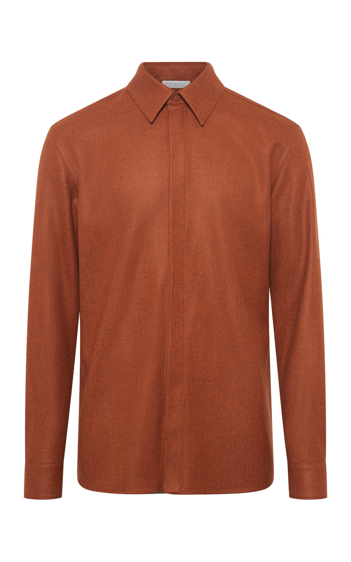 Abbe Shirt in Rust Virgin Wool Cashmere