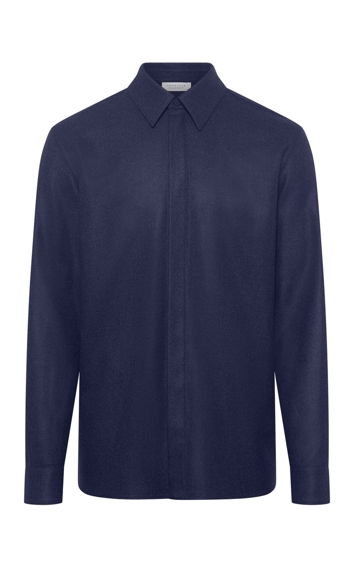 Abbe Shirt in Navy Virgin Wool Cashmere