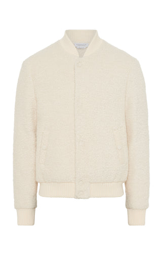 Ivory Recycled Cashmere Boucle Brandon Bomber - Front View | Gabriela Hearst
