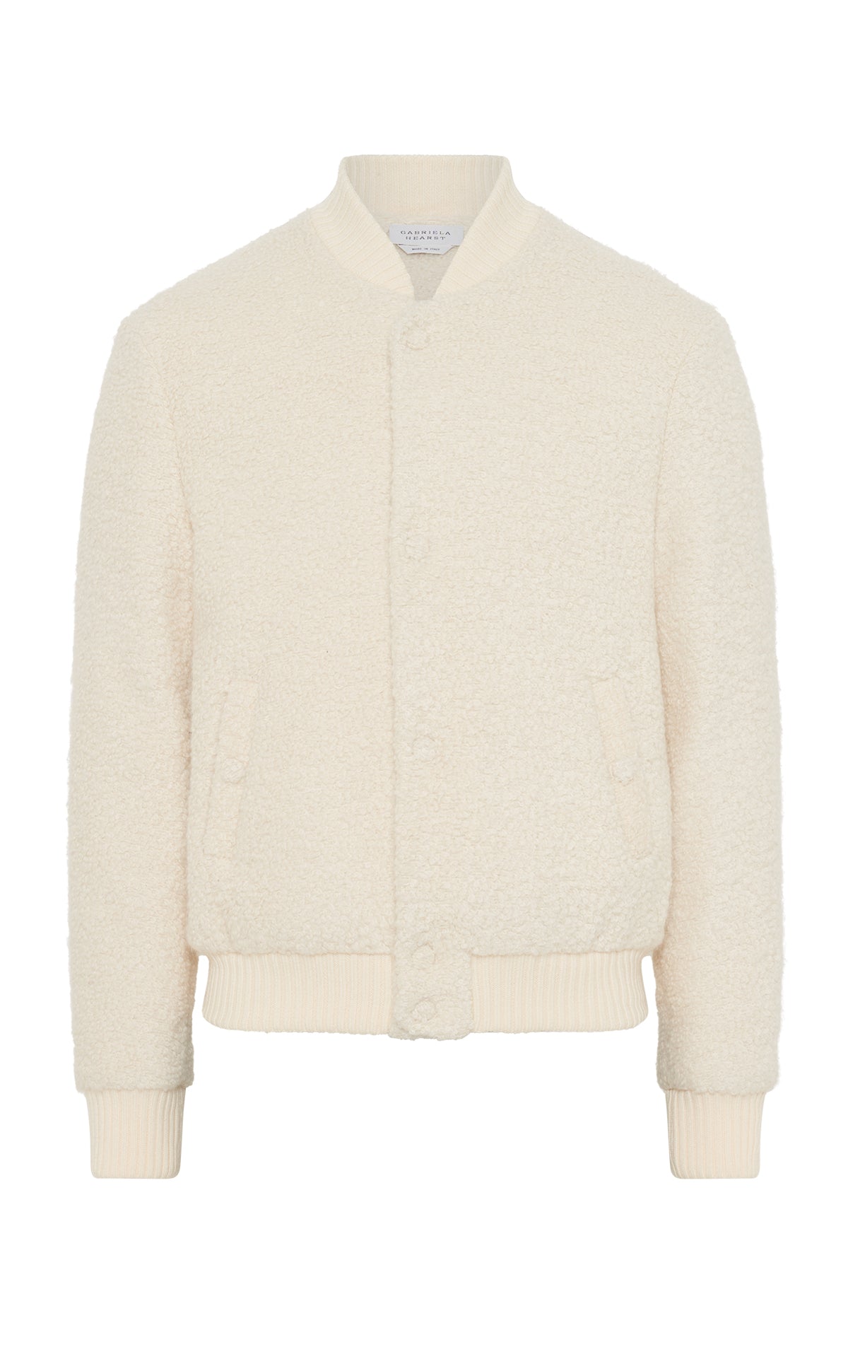 Brandon Bomber in Ivory Recycled Cashmere Boucle