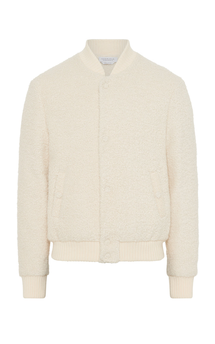 Brandon Bomber in Ivory Recycled Cashmere Boucle