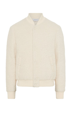 Brandon Bomber in Ivory Recycled Cashmere Boucle