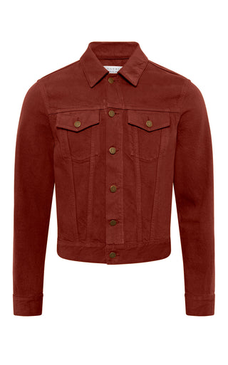 Burnt Sienna Recycled Cotton Denim Barry Trucker Jacket - Front View | Gabriela Hearst