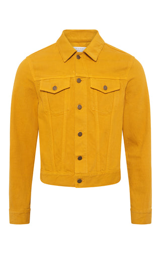 Golden Birch Recycled Cotton Denim Barry Trucker Jacket - Front View | Gabriela Hearst