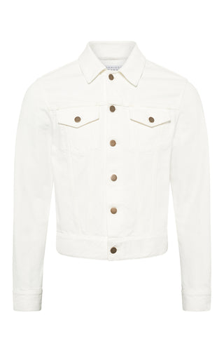 White Recycled Cotton Barry Trucker Jacket - Front View | Gabriela Hearst