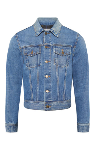 Uruguayan Blue Recycled Cotton Barry Trucker Jacket - Front View | Gabriela Hearst