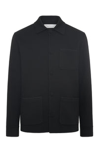 Ulu Chore Jacket in Black Double Face Recycled Cashmere