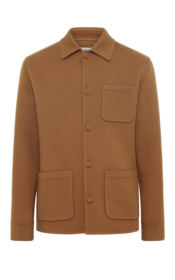 Ulu Chore Jacket in Yellow Ochre Double-Face Recycled Cashmere