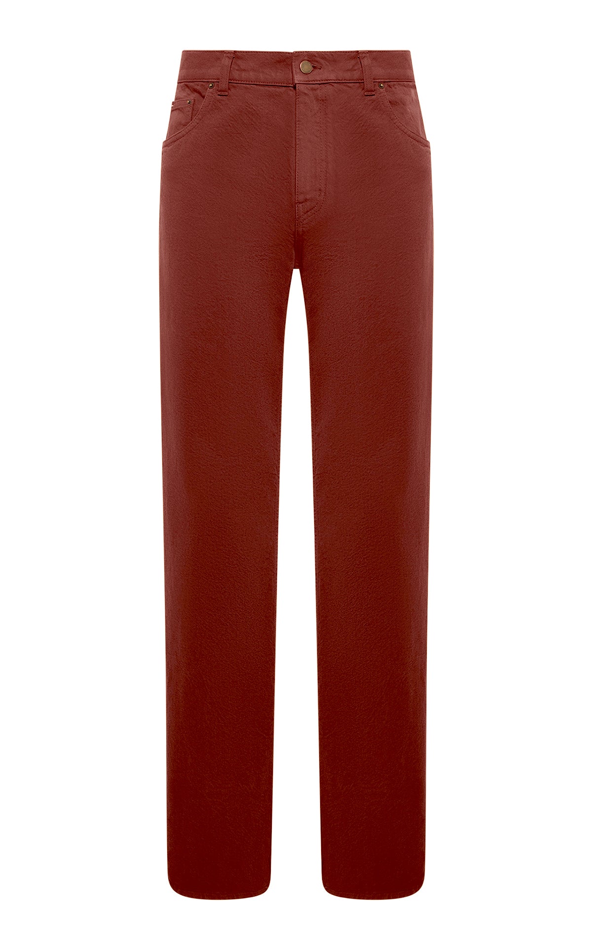 Rey Straight-leg Five Pocket Pant in Burnt Sienna Recycled Cotton Denim